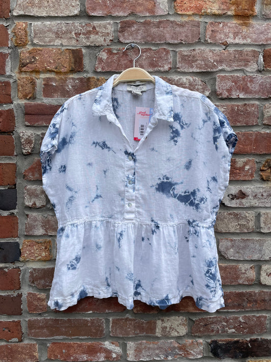 rachel zoe linen peplum hem tie dye top