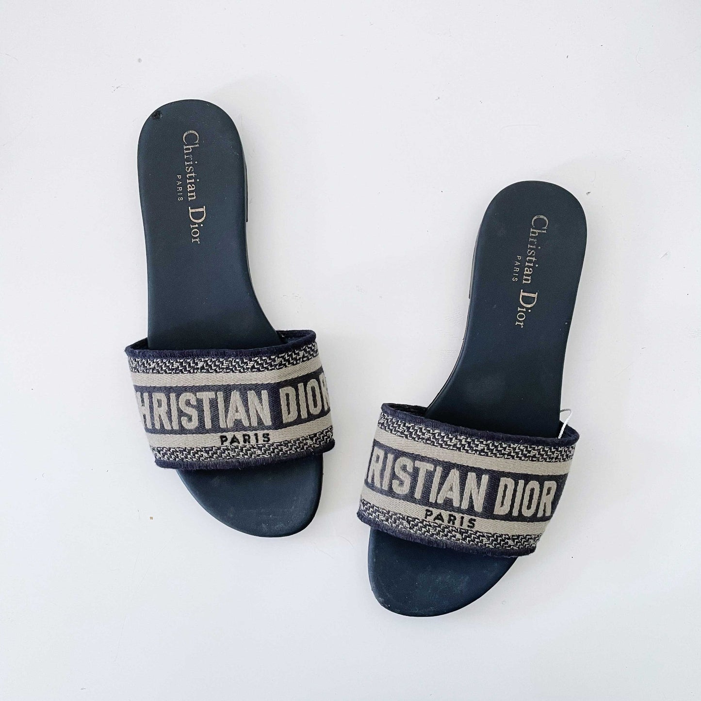 dior 2023 embroidered cotton dway slides