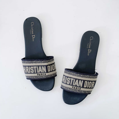 dior 2023 embroidered cotton dway slides