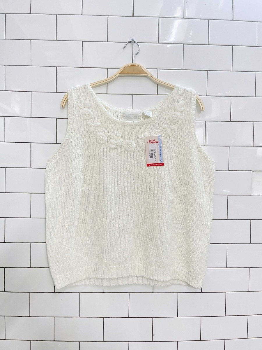 vintage reitmans flower knit tank - good market thrift store