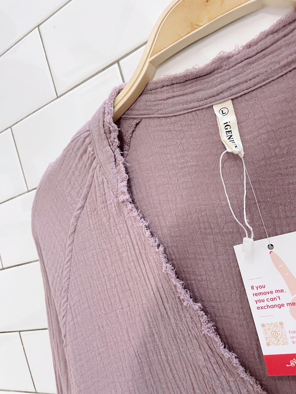 igenjun gauze cotton lilac shirt dress