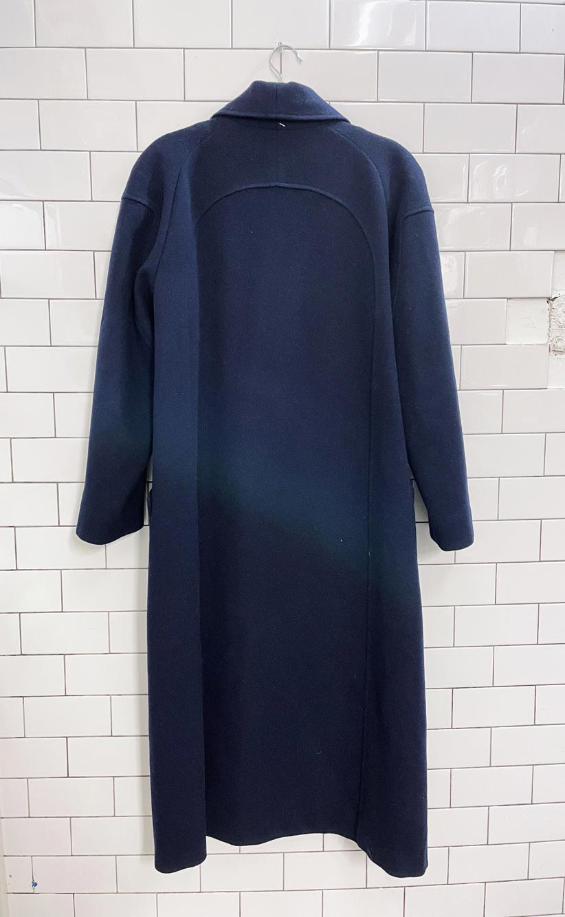 vintage navy pure wool long coat