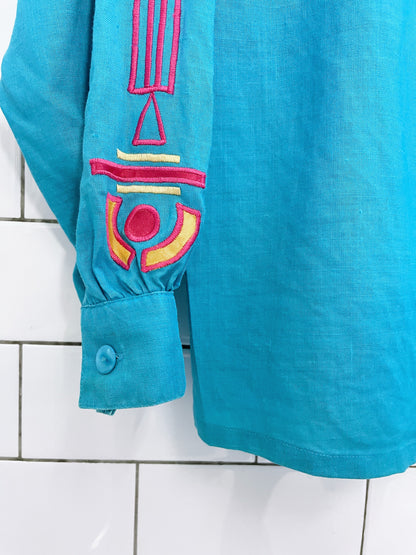 vintage gary fabrikant embroidered ramie shirt