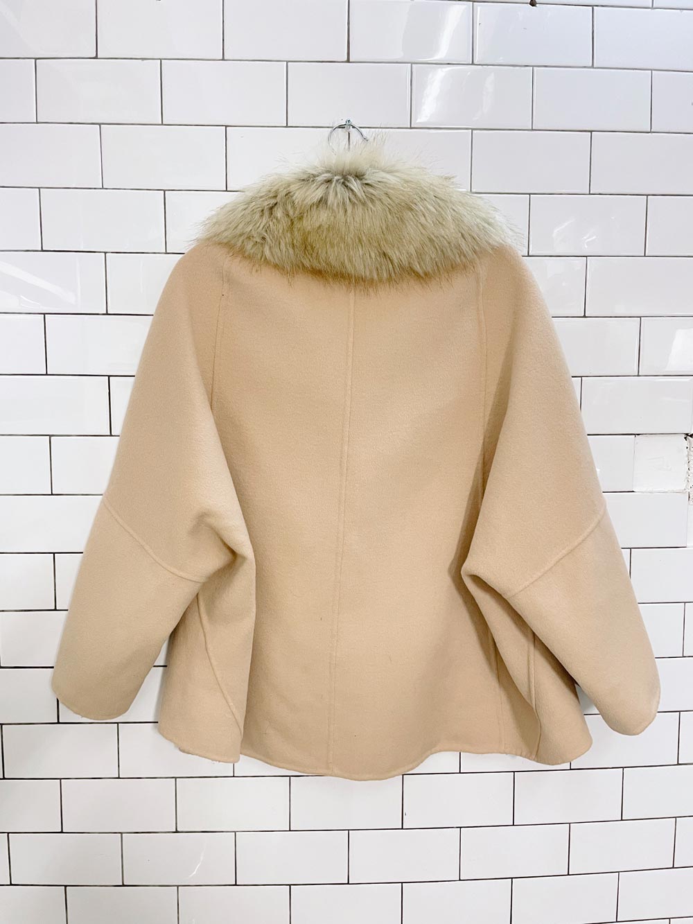 zara faux fur collar textured cape coat