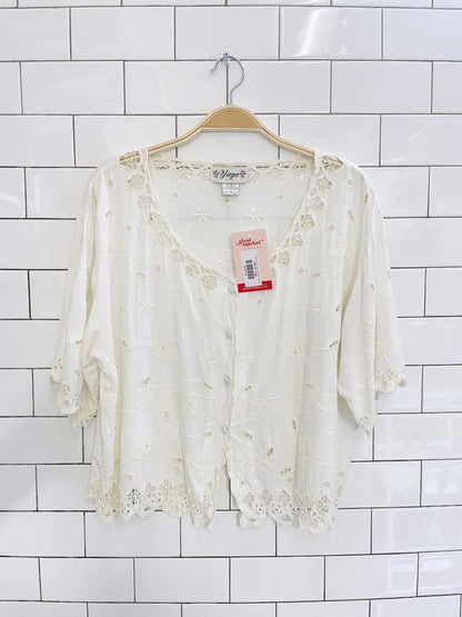 vintage yaya embroidered eyelet summer top