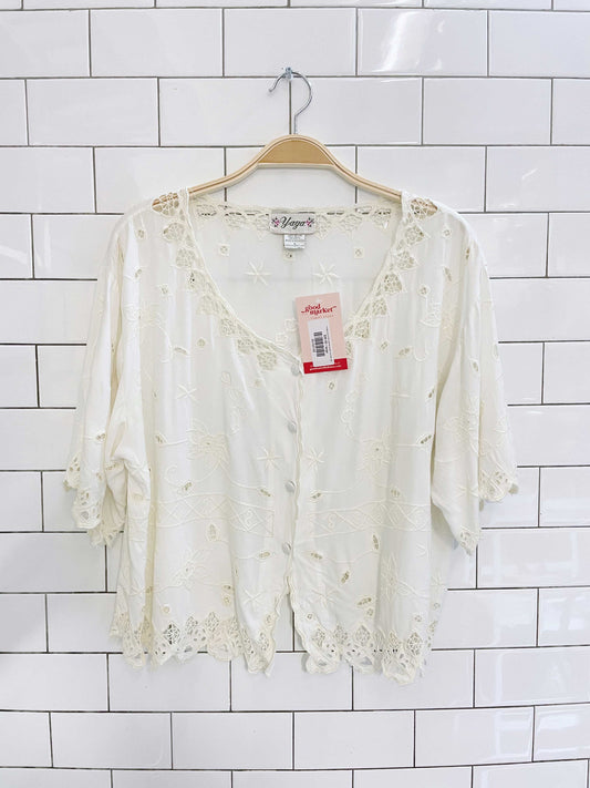 vintage yaya embroidered eyelet summer top