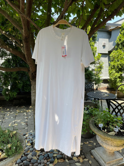 h&m white t-shirt midi dress