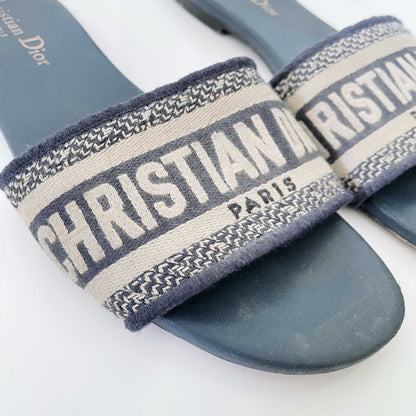 dior 2023 embroidered cotton dway slides