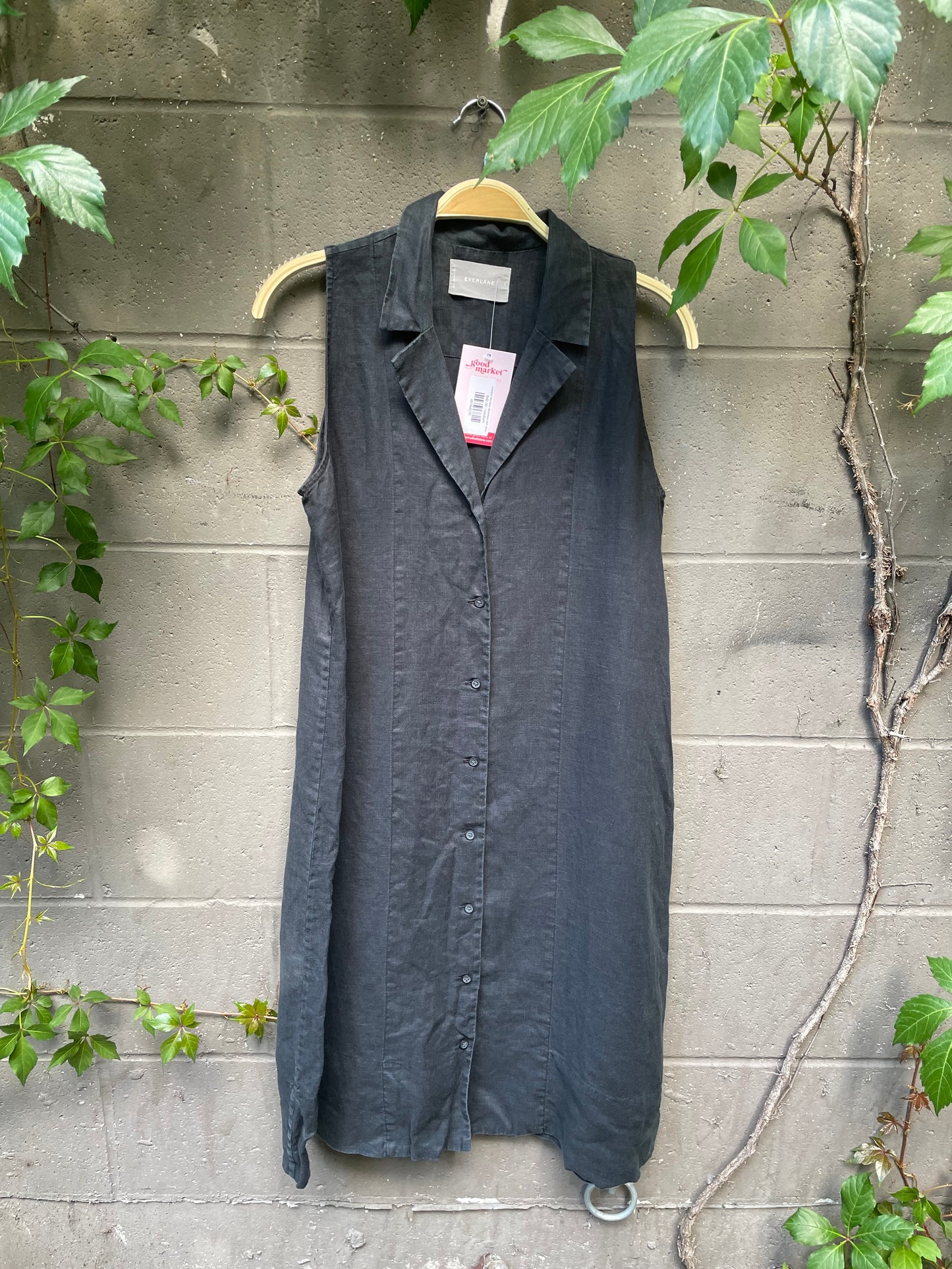 everlane the linen sleeveless shirt dress