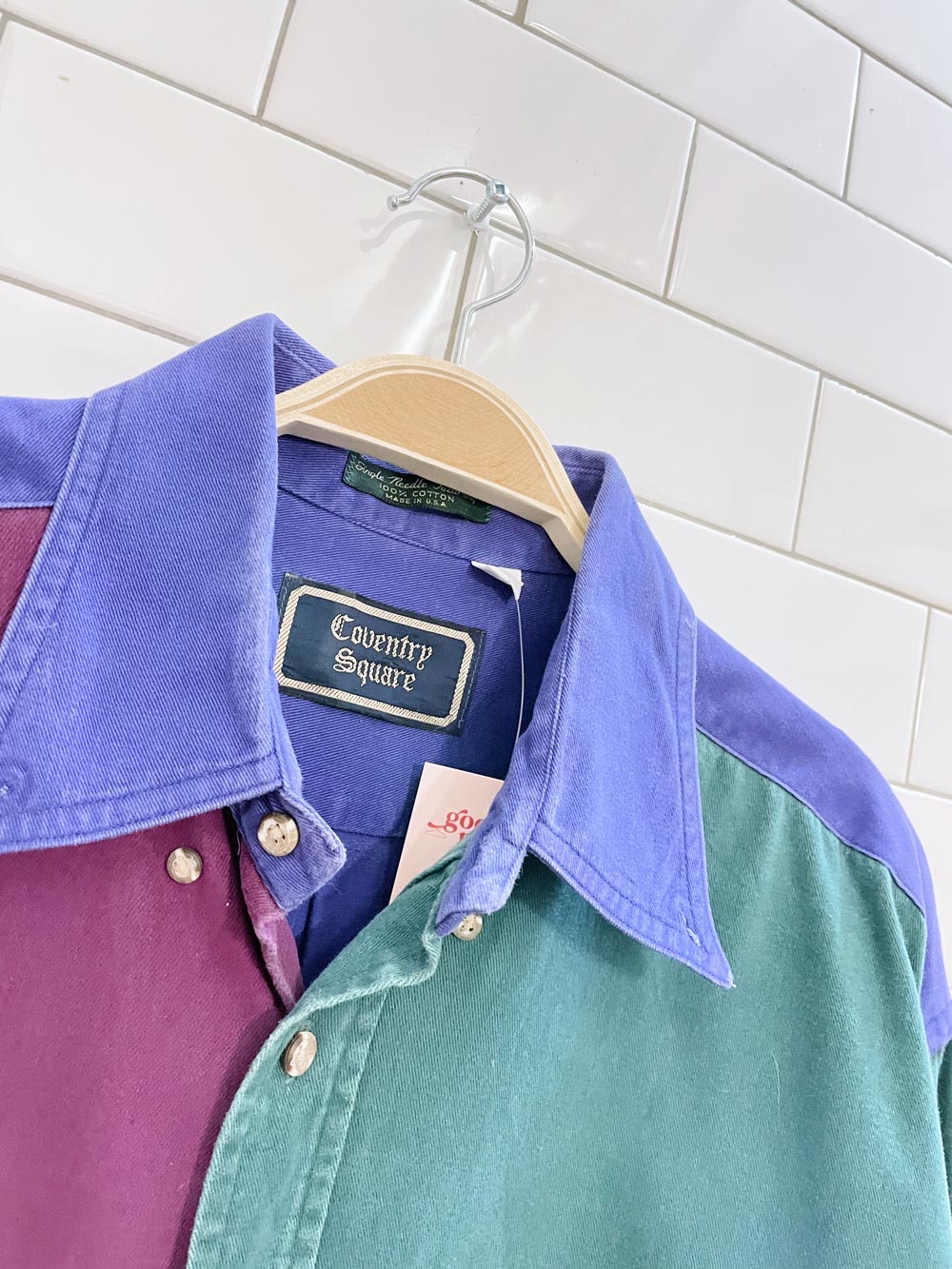 vintage 90s coventry made in usa colour block shirt