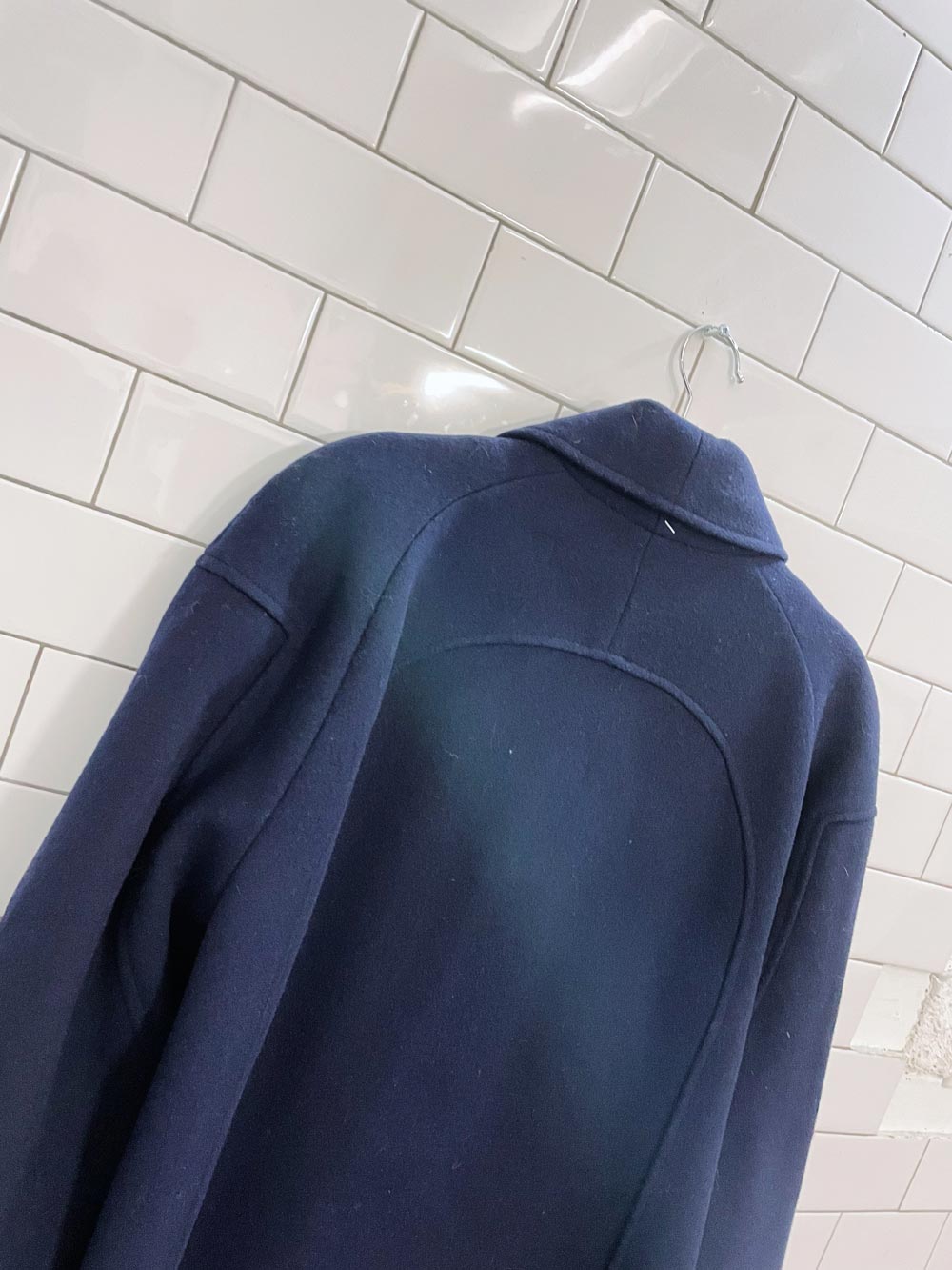 vintage navy pure wool long coat