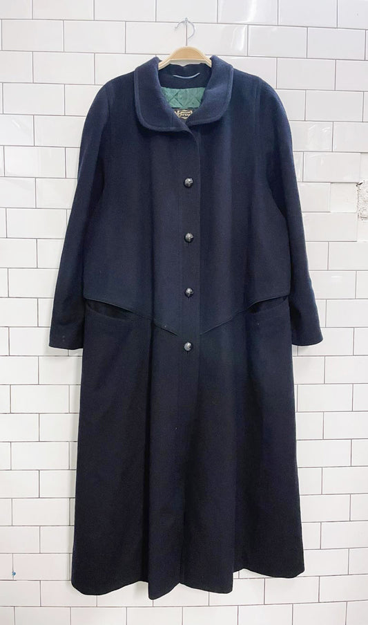 vintage loden frey wool-blend pleated cape coat
