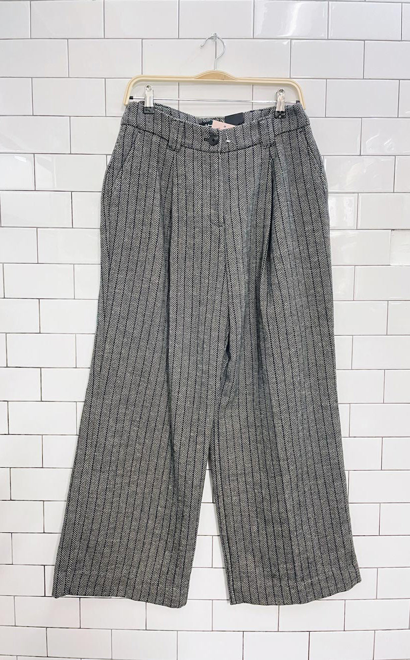 nwt reitmans houndstooth pleated wide leg trouser
