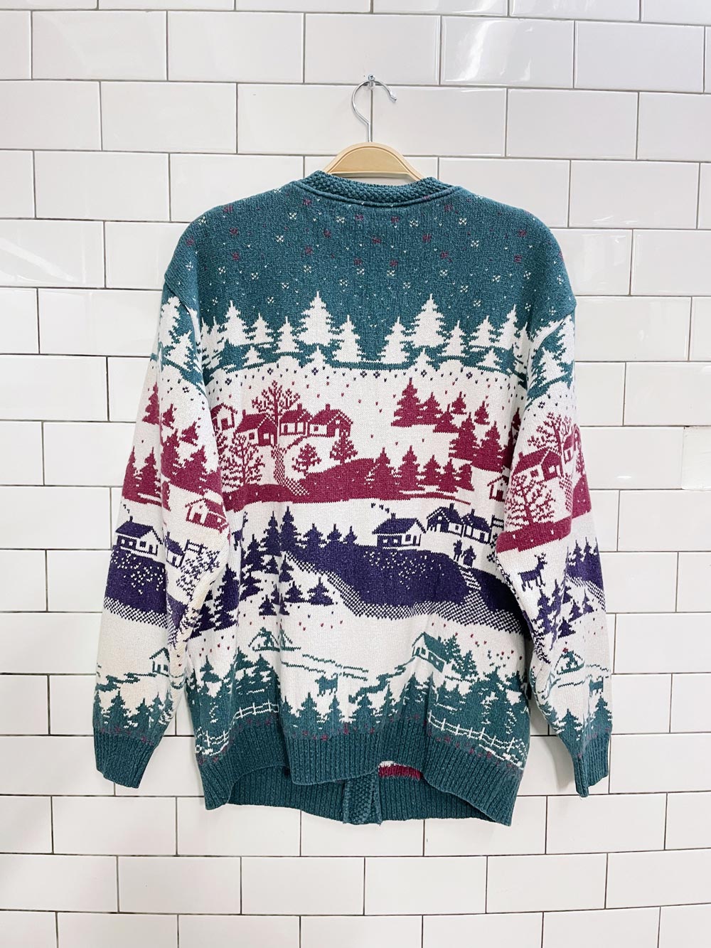 vintage ski village knit cardigan