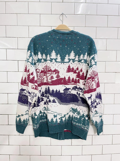 vintage ski village knit cardigan