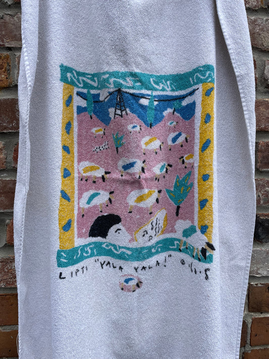 vintage 90s lipti yala yala sheep herding beach towel