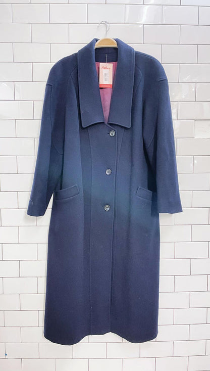 vintage navy pure wool long coat