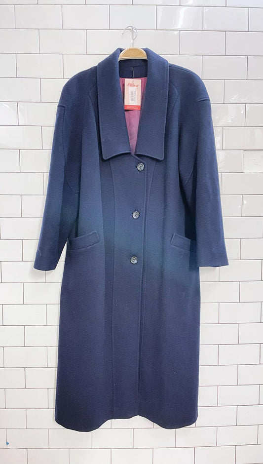 vintage navy pure wool long coat
