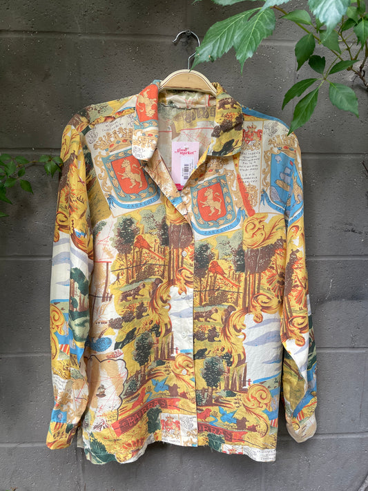 vintage silk lion crest zaragoza shirt