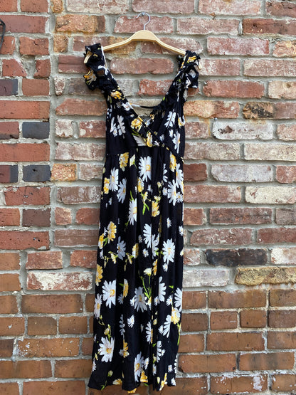 patrons of peace daisy faux wrap midi dress