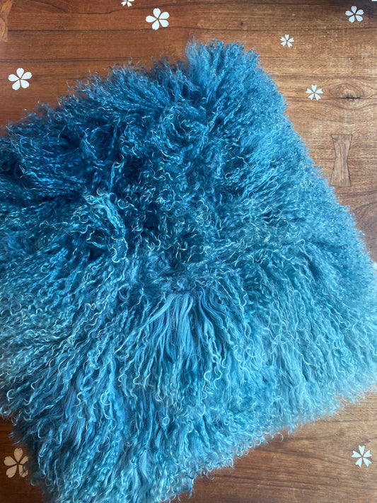 ombre mongolian sheepskin throw pillow