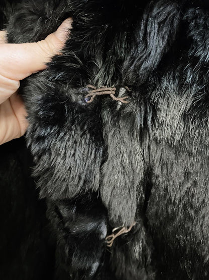 vintage 80s power shoulder rabbit fur coat