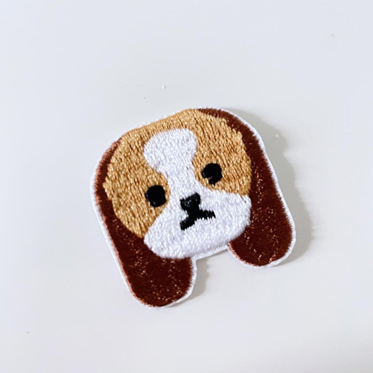 embroidered dog iron - on patch - good market thrift store