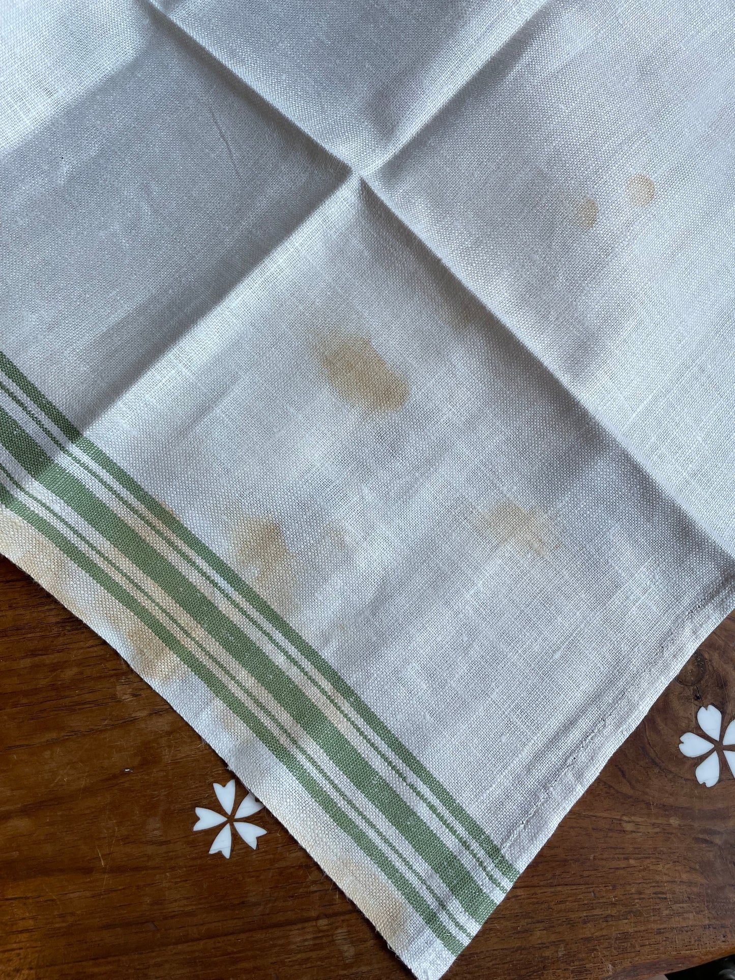 x3 vintage hand-embroidered linen dish towel set