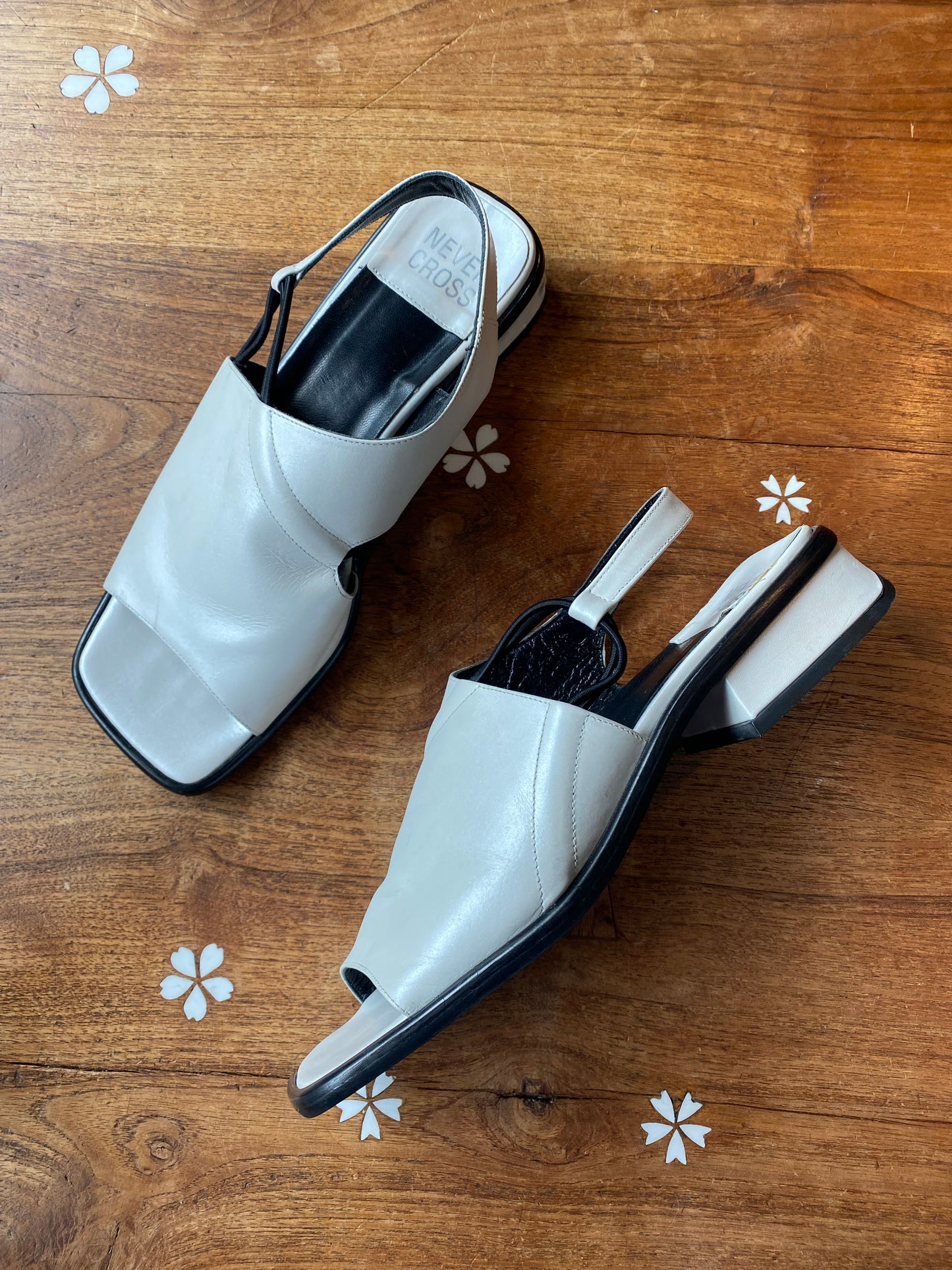 y2k never cross leather square toe sandal