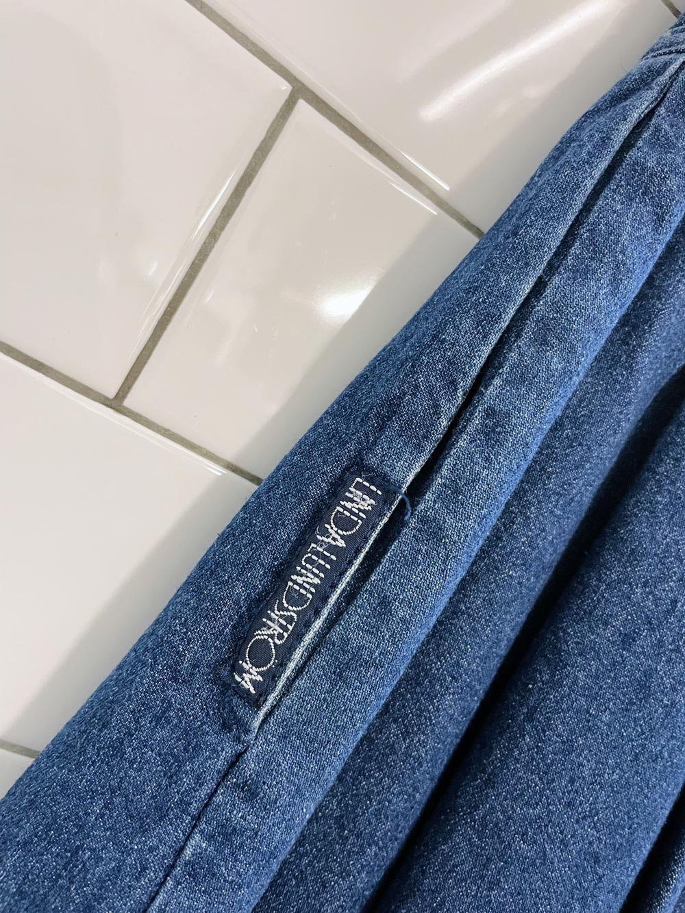 vintage linda lundstrom button denim midi skirt