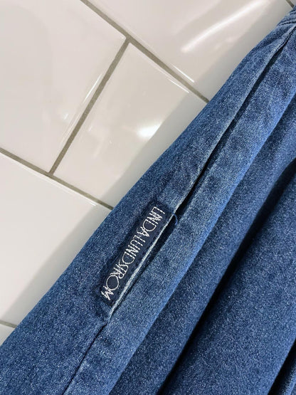 vintage linda lundstrom button denim midi skirt