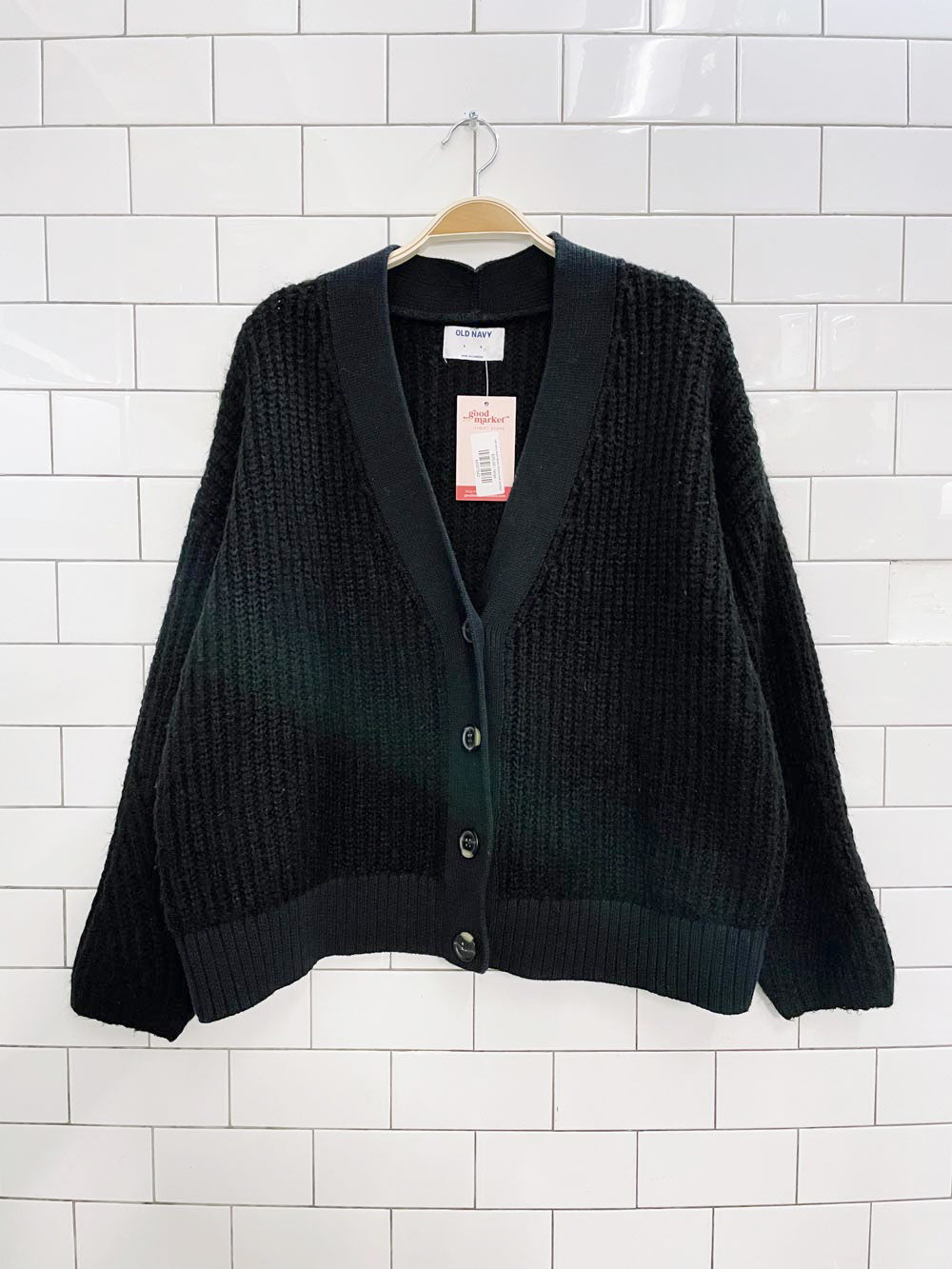 old navy wool-blend chunky knit cardigan