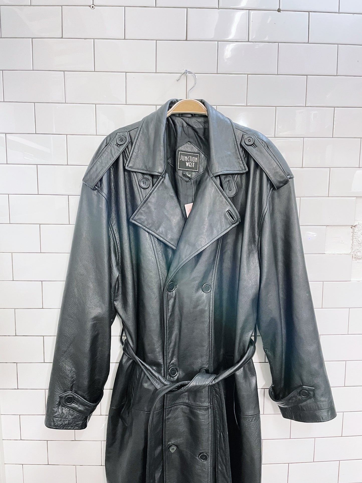 vintage junction west leather trench coat