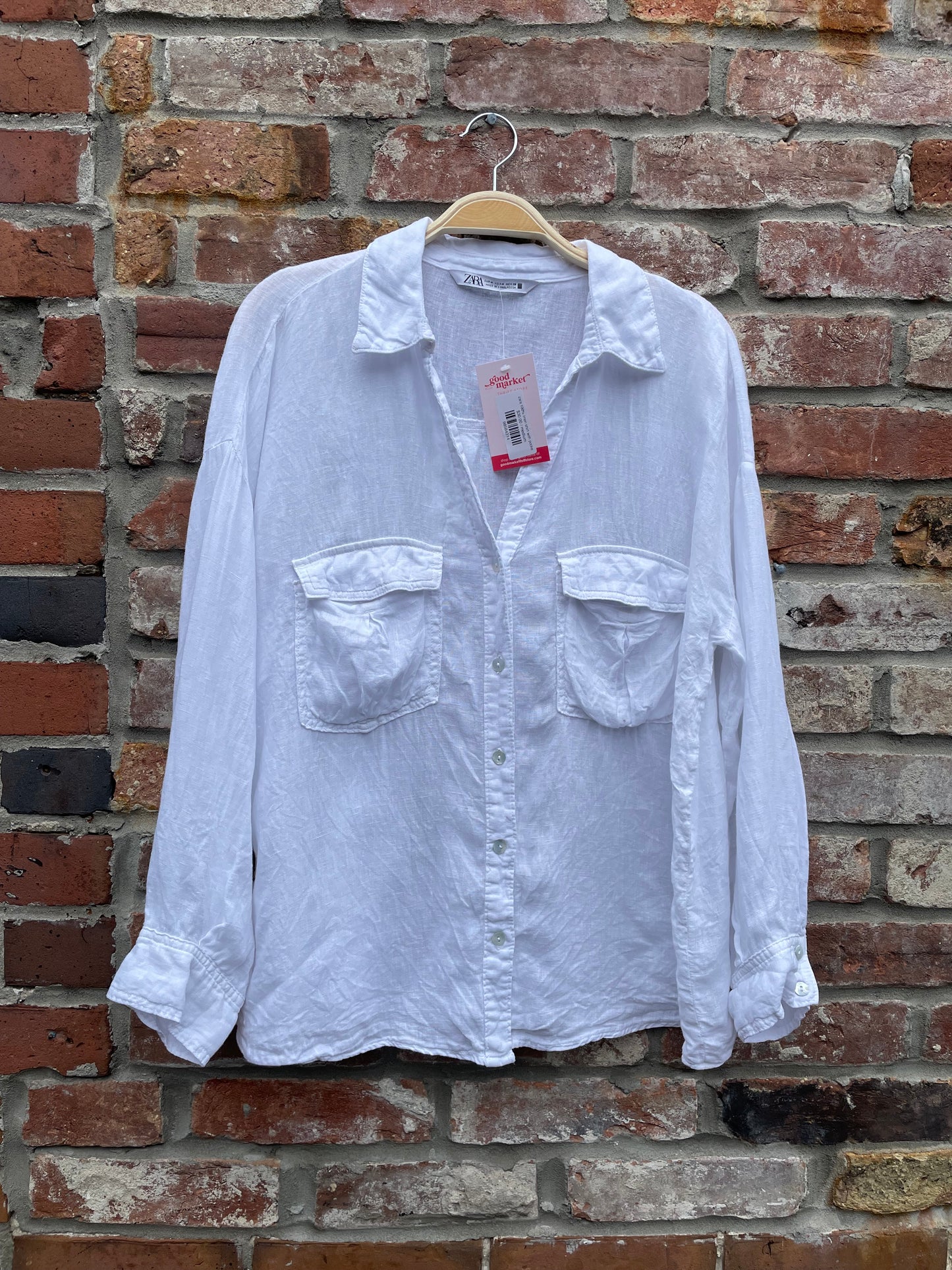 zara 100% linen shirt with pockets