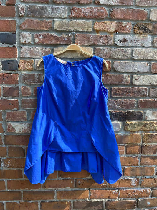 marni layered peplum button back sleeveless top