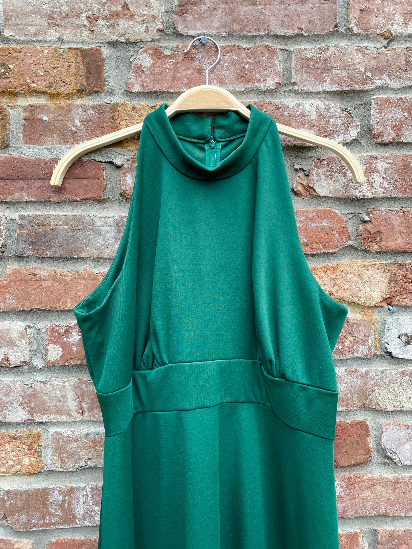 vintage 70s algo high neck midi dress