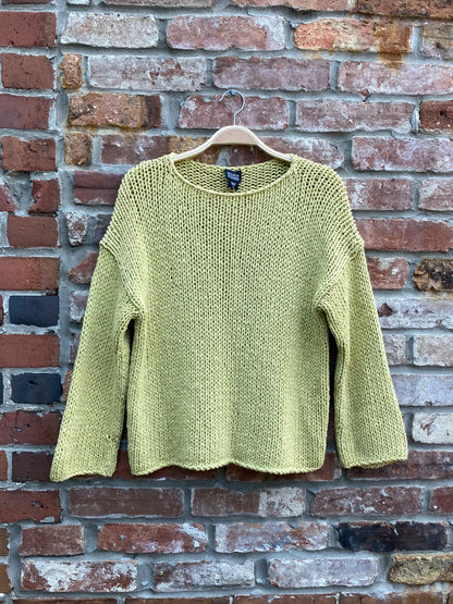 eileen fisher chunky knit lime crew