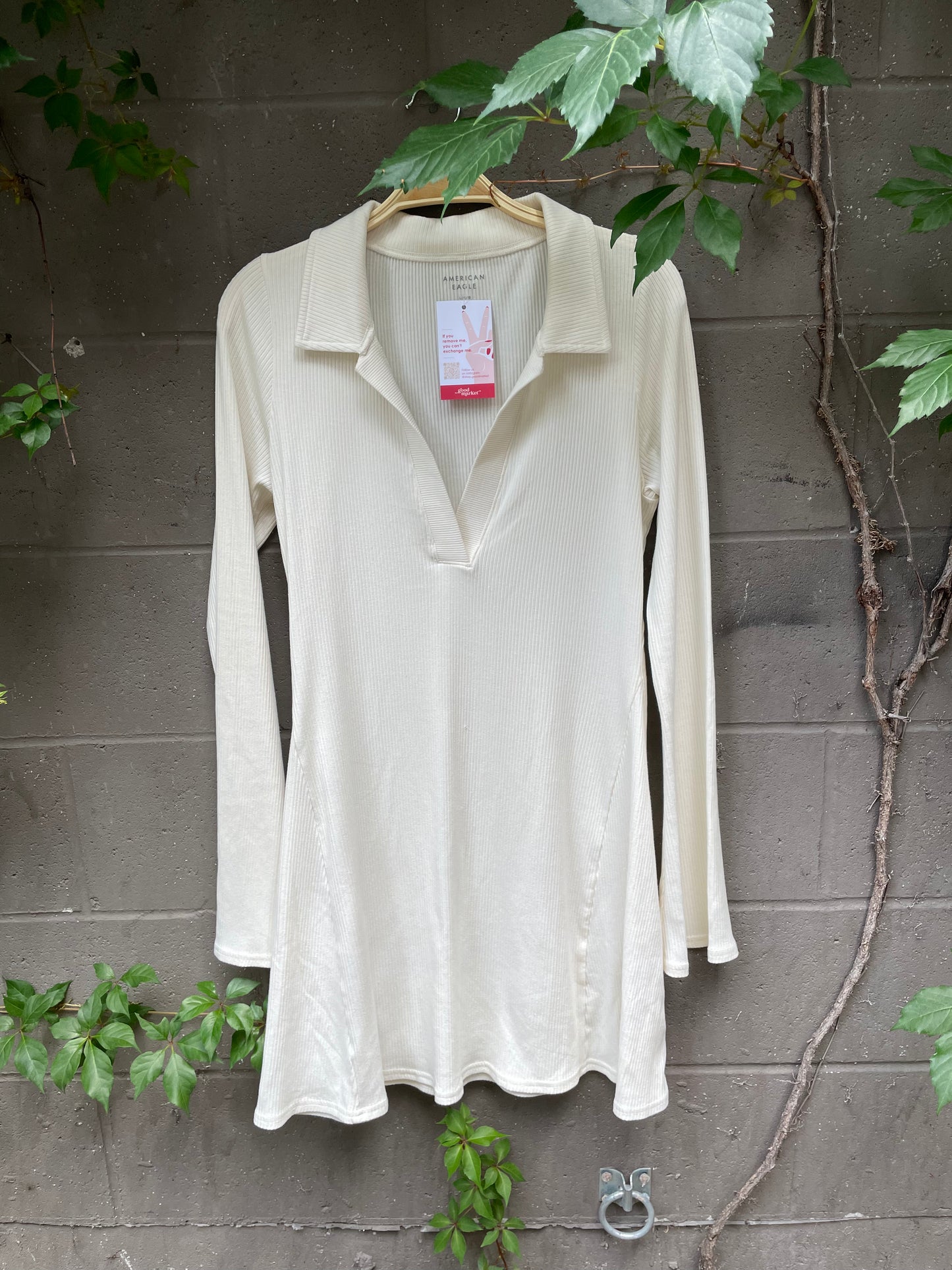 aerie ribbed polo ls mini dress