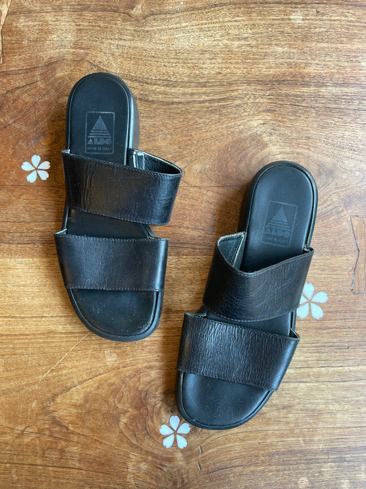 vintage 90s aldo leather two strap sandals