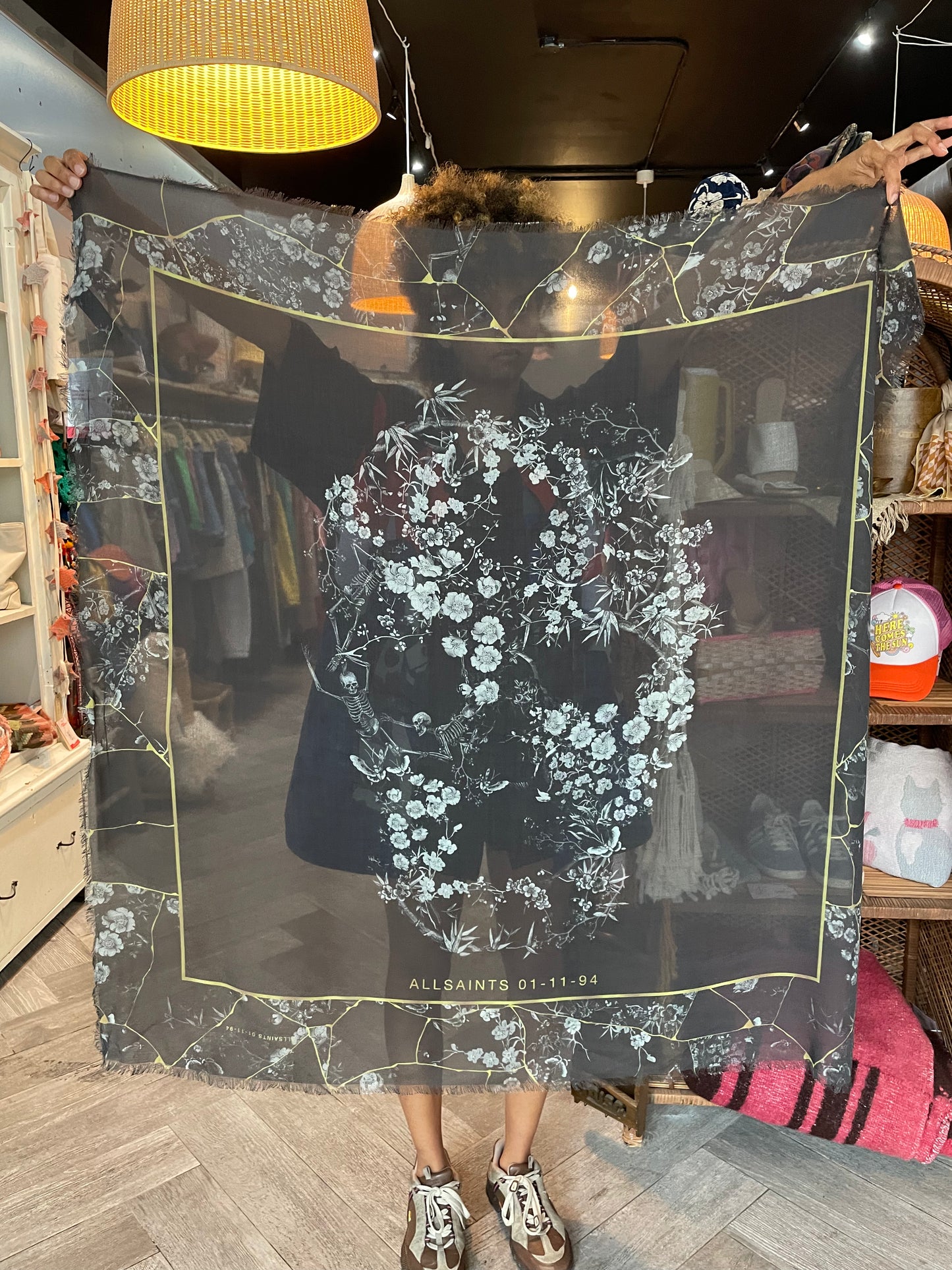 all saints buruberu skull large square scarf