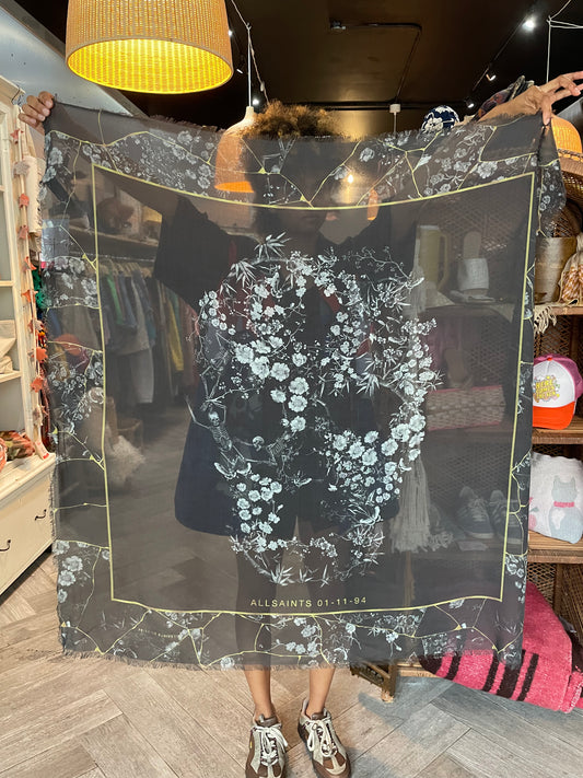 all saints buruberu skull large square scarf