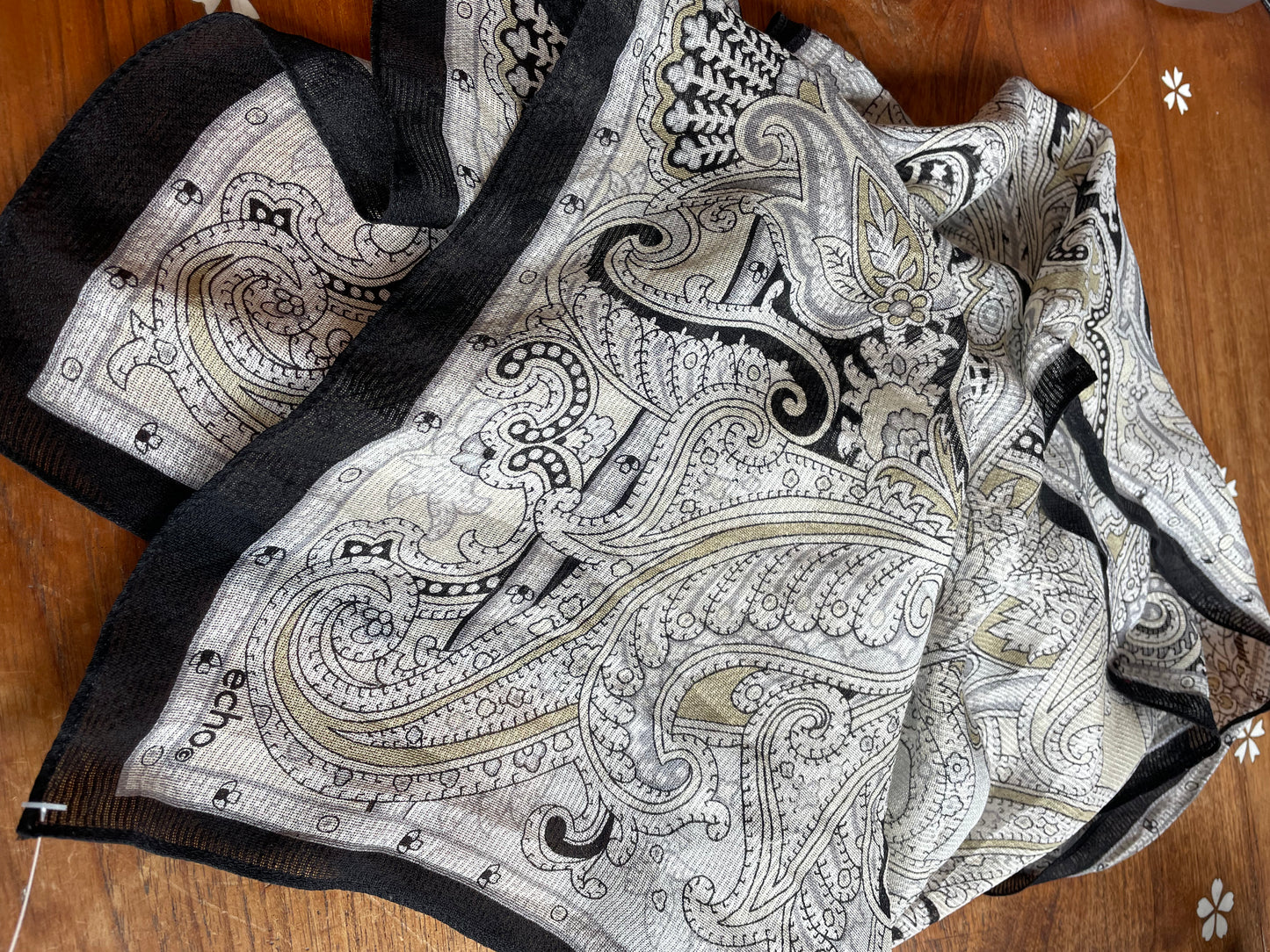 vintage echo paisley print long scarf