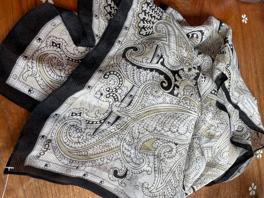 vintage echo paisley print long scarf