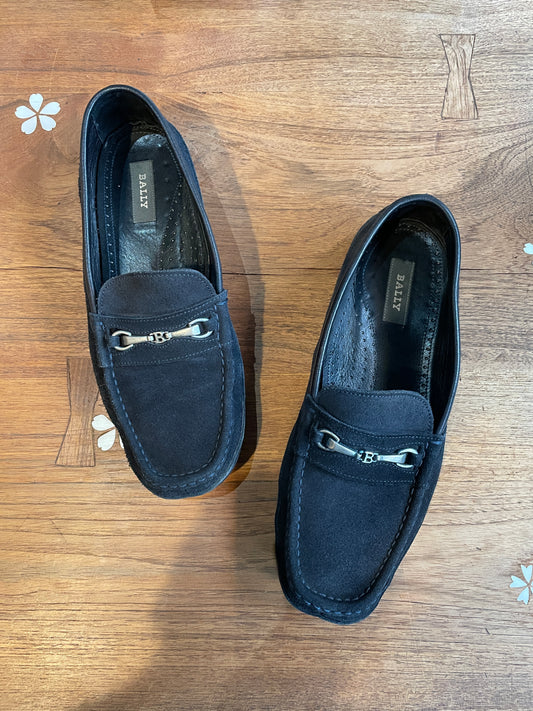 bally frascaro blue suede driving loafer