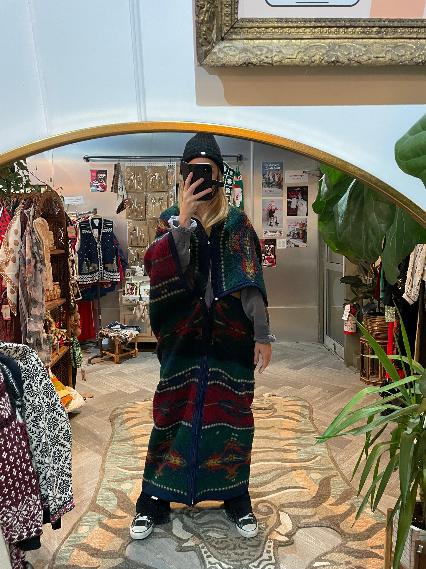 vintage made in usa aztec fleece wearable camping blanket