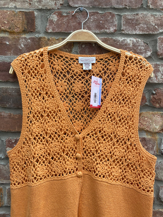 vintage NR crochet top flower knit vest