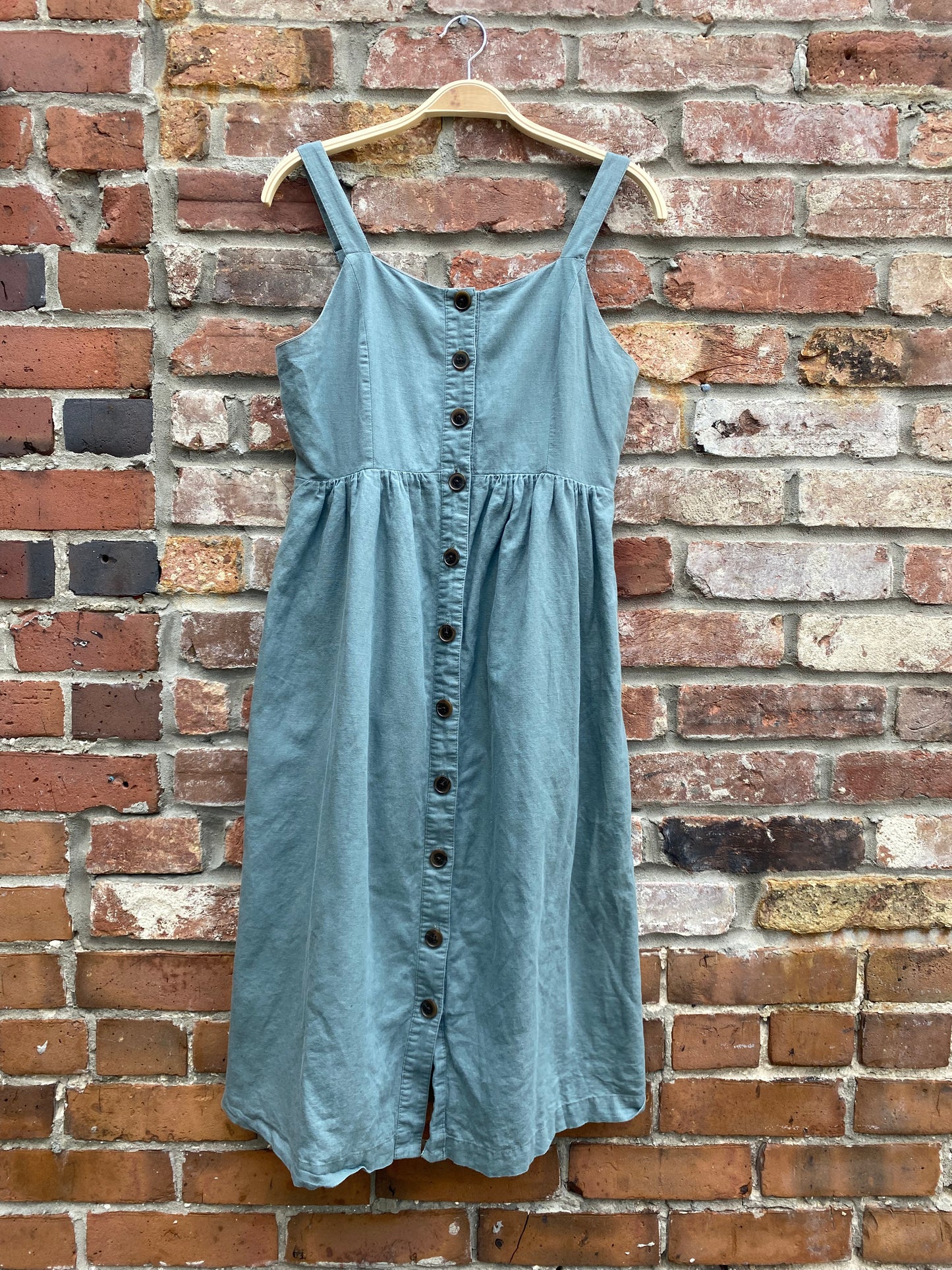 gap linen-blend button midi dress