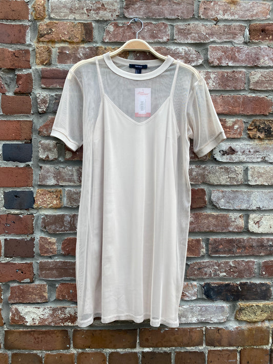 f21 mesh t-shirt overlay tank dress
