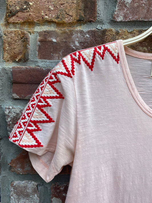 antho pepin embroidered shoulder tee