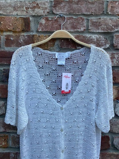 vintage beta's choice crochet ss cardi top